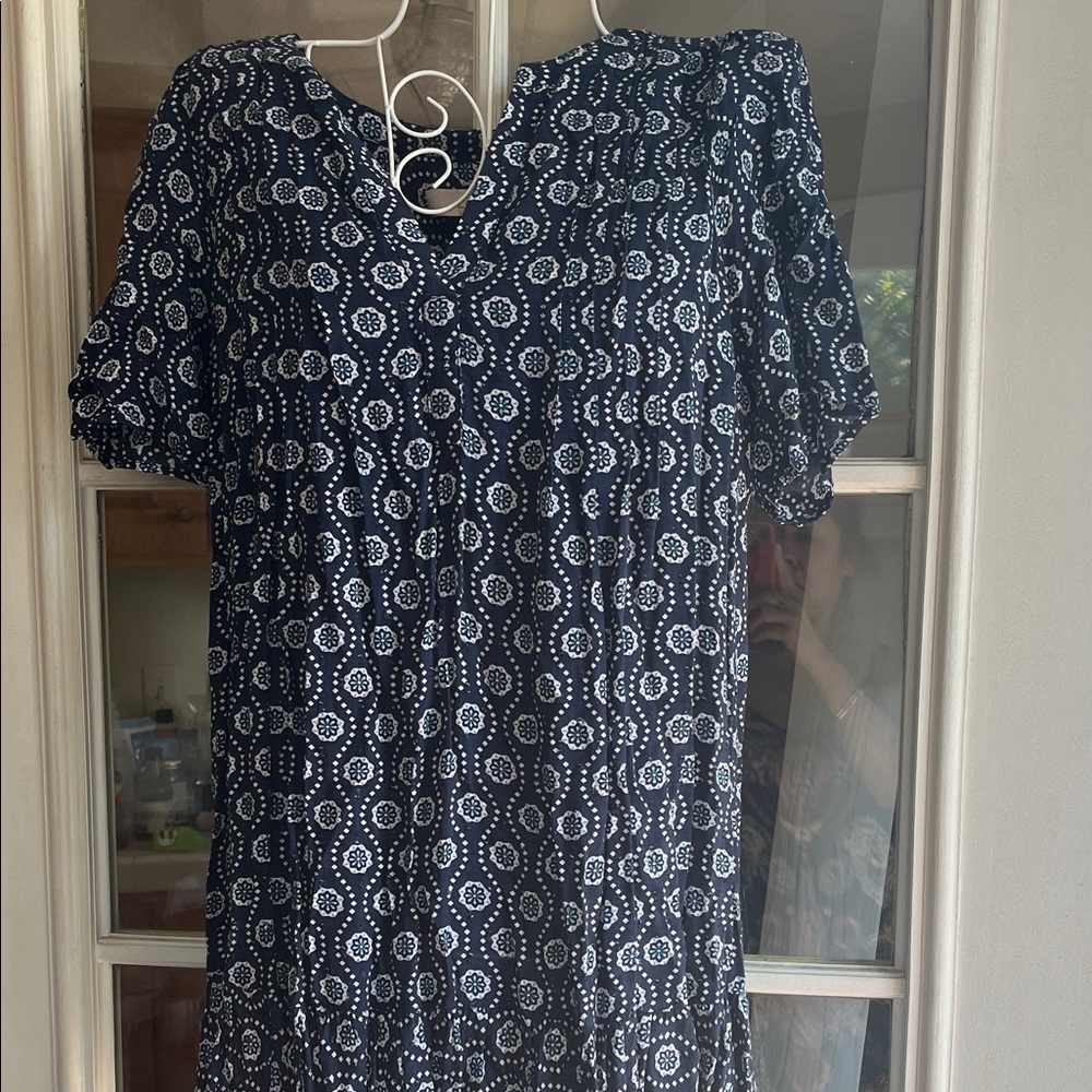 LOFT Navy and White Midi Dress floral dress